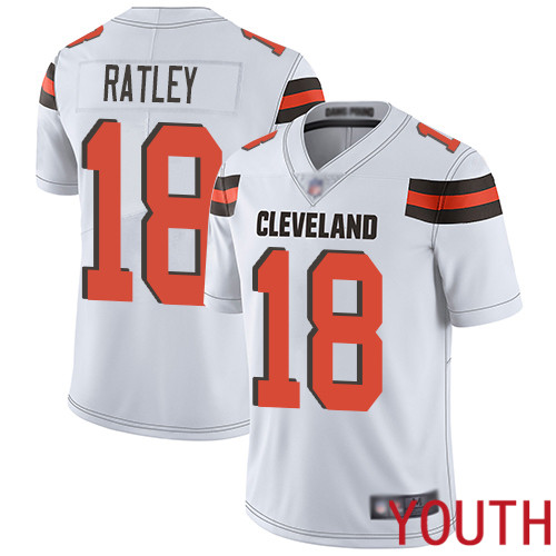 Cleveland Browns Damion Ratley Youth White Limited Jersey #18 NFL Football Road Vapor Untouchable->cleveland browns->NFL Jersey